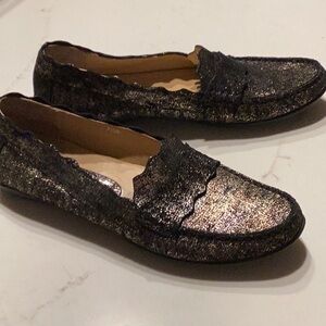 Vaneli Metallic Gold and Black Loafer
